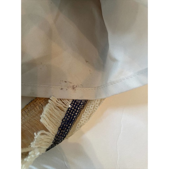 Eva Mendez Dress Orange Woman’s Size 6 Orange Cream Sequin Flapper Style Fringe - Picture 8 of 11